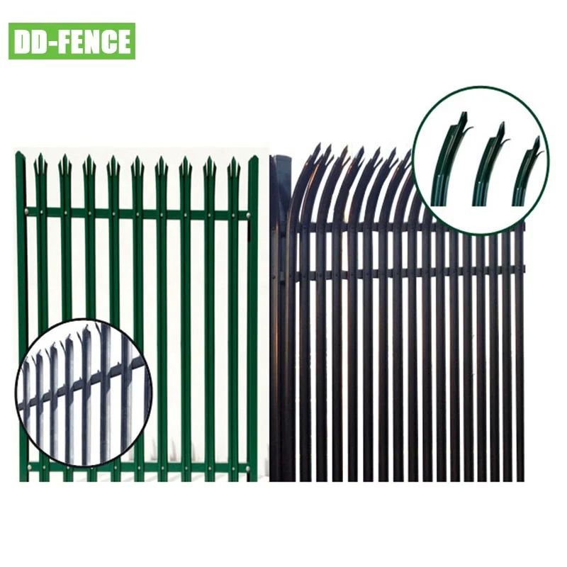 Powder Coated Green Black Palisade Trident Security Fencing Spiked Top Palisade Steel Fence for Industry Yard Perimeter Security
