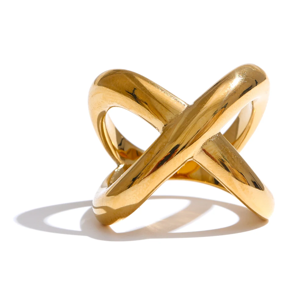 JINYOU 4634 New Arrival 316L Stainless Steel Ring Unusual PVD 18K Gold Plated Rust Proof Ring for Women Jewelry Gift