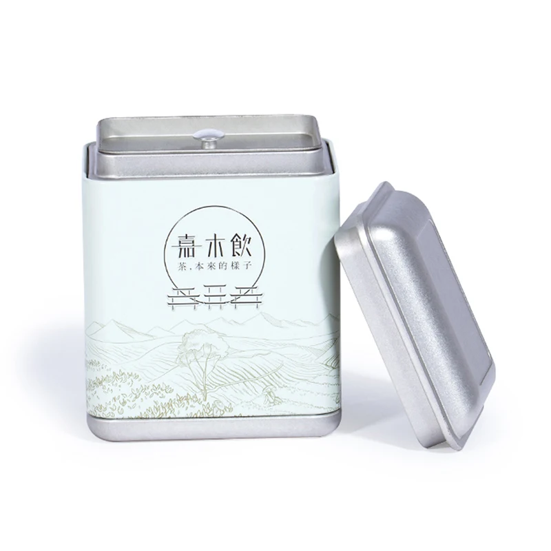 China Supplier Luxury Decorative Tea Tins With Double Lid Food Grade Square Tinplate Coffee Spice Metal Tea Tin Canister
