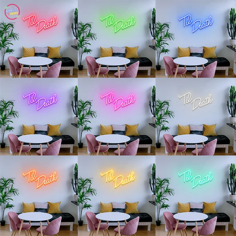 Koncept Drop Shipping 24 Inch Til Death  electronic signs Custom Neon Advertising LED Neon Sign