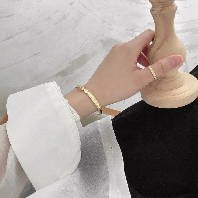 VIANRLA cuff bracelet gold simple adjustable 18k gold plated cuff bangle bracelet