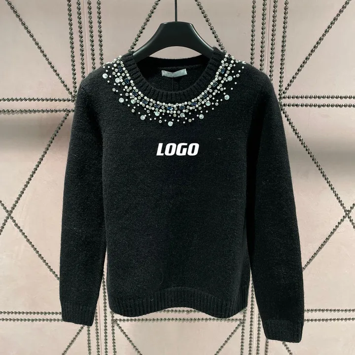 Candice осенний Повседневный высококачественный элегантный вязаный кардиган с бусинами и жемчугом свитер женская одежда 2024