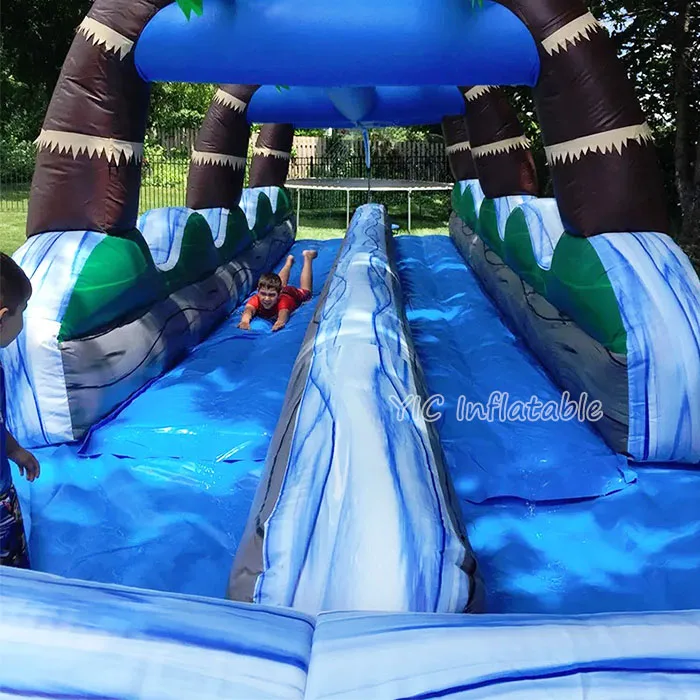 Popular Outdoor Inflatable Tropical Marble Slip Slide Water Park Surf Water Slide Tropical Slip N Slide For  Summer Rental