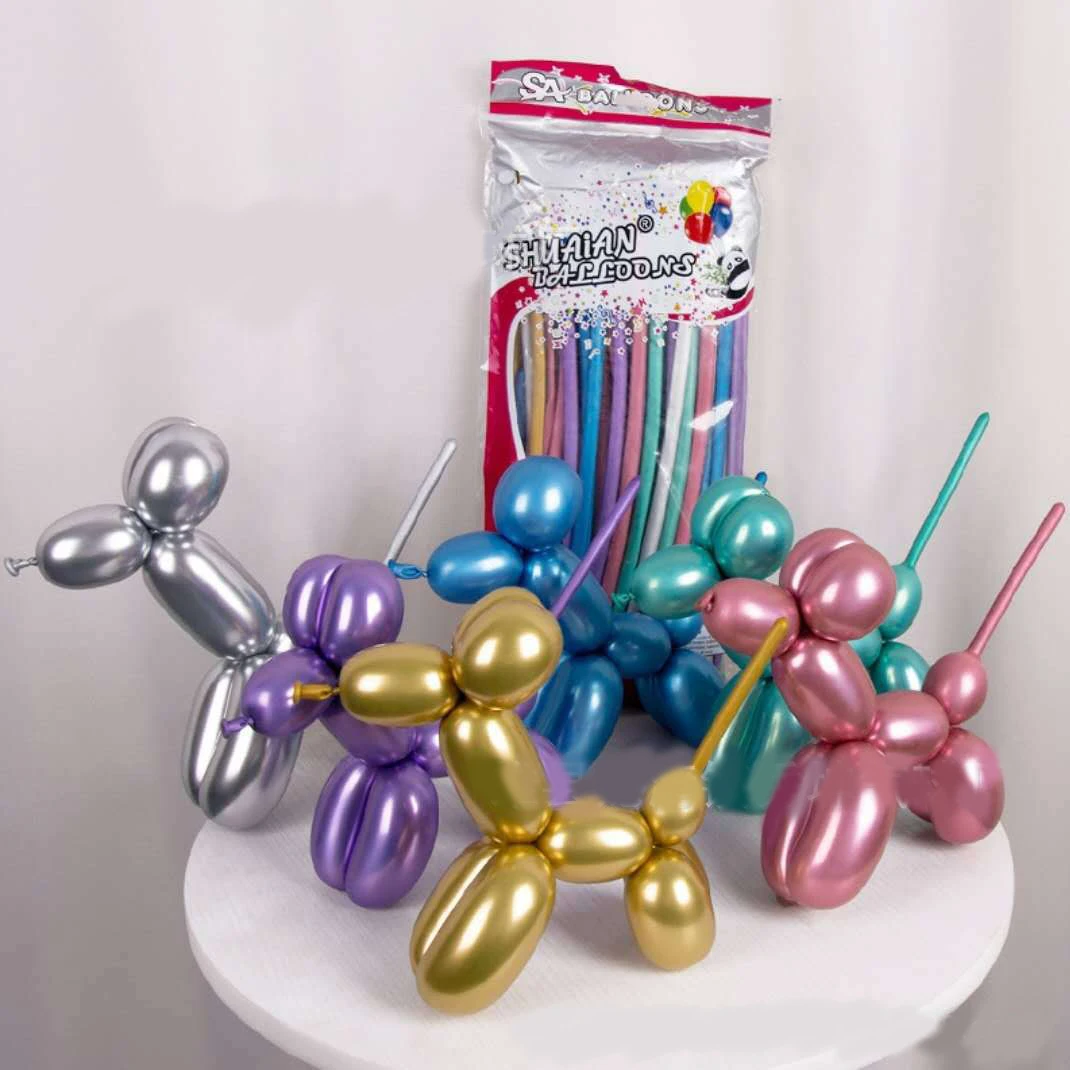 Hot Selling 260 DIY Chrome dog Modelling Balloon 6 colors Party Supplier Metal 260 latex Long Balloon