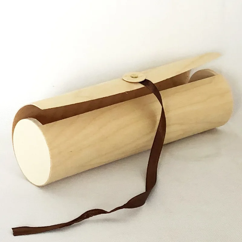 Gift Wine Bottle Tube Birch Veneer Soft Bark Cylindrical Wooden Cylinder Packaging Box