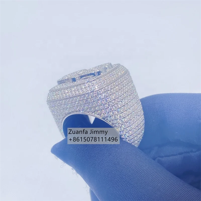 Hip Hop Ring Style Gold Color  Full with Iced Out VVS1 Moissanite Diamond Man  Champion Ring Pinky Ring