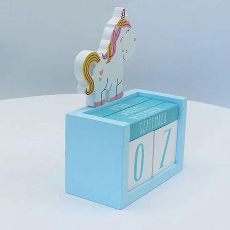 BLUE Cute Unicorn desktop decoration calendar for kids