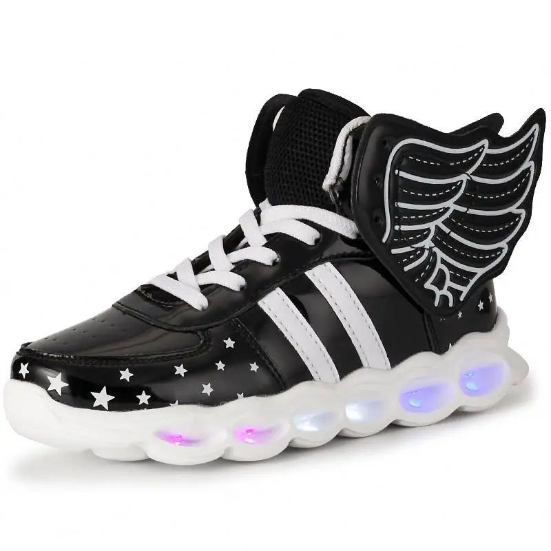 LED-4 YT High quality LED light up shoes for kids fashion high cut casual shoes