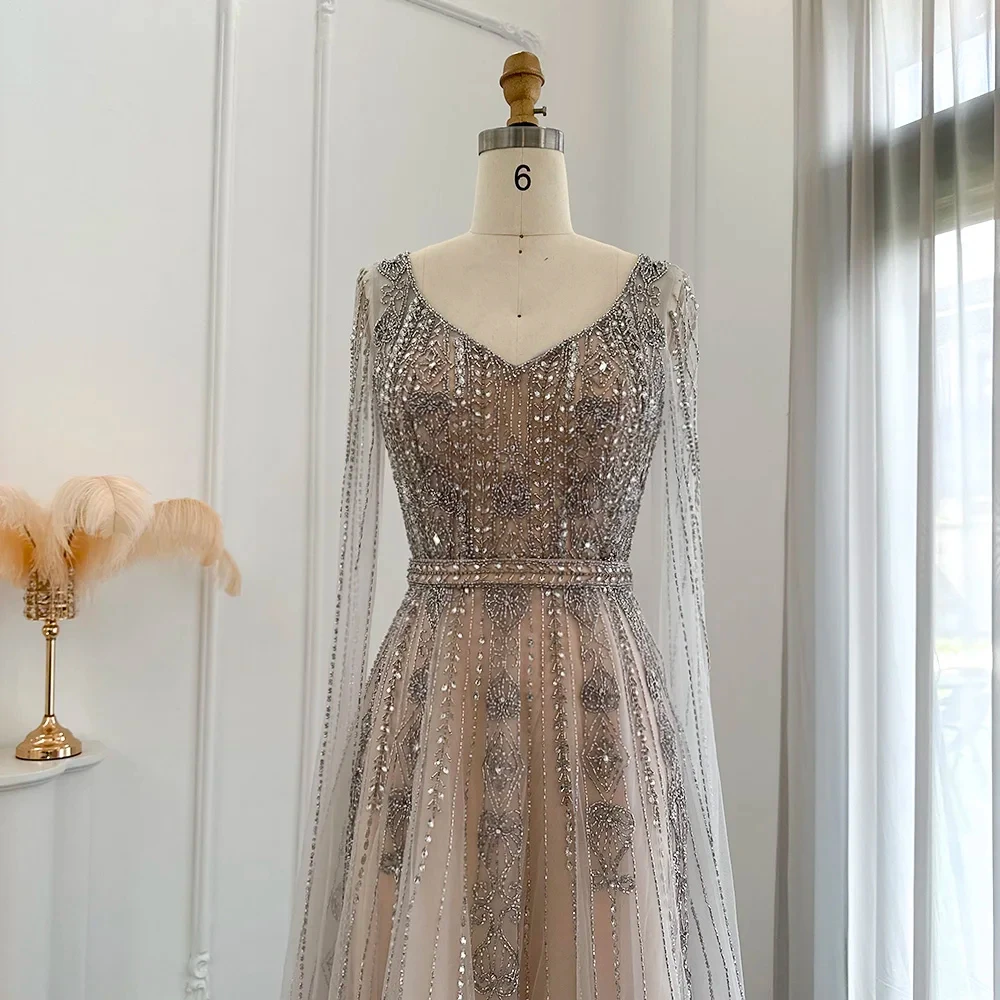 Jancember SZ069 Arabic Long Sleeve Belt Evening Party Prom Dresses For Girls