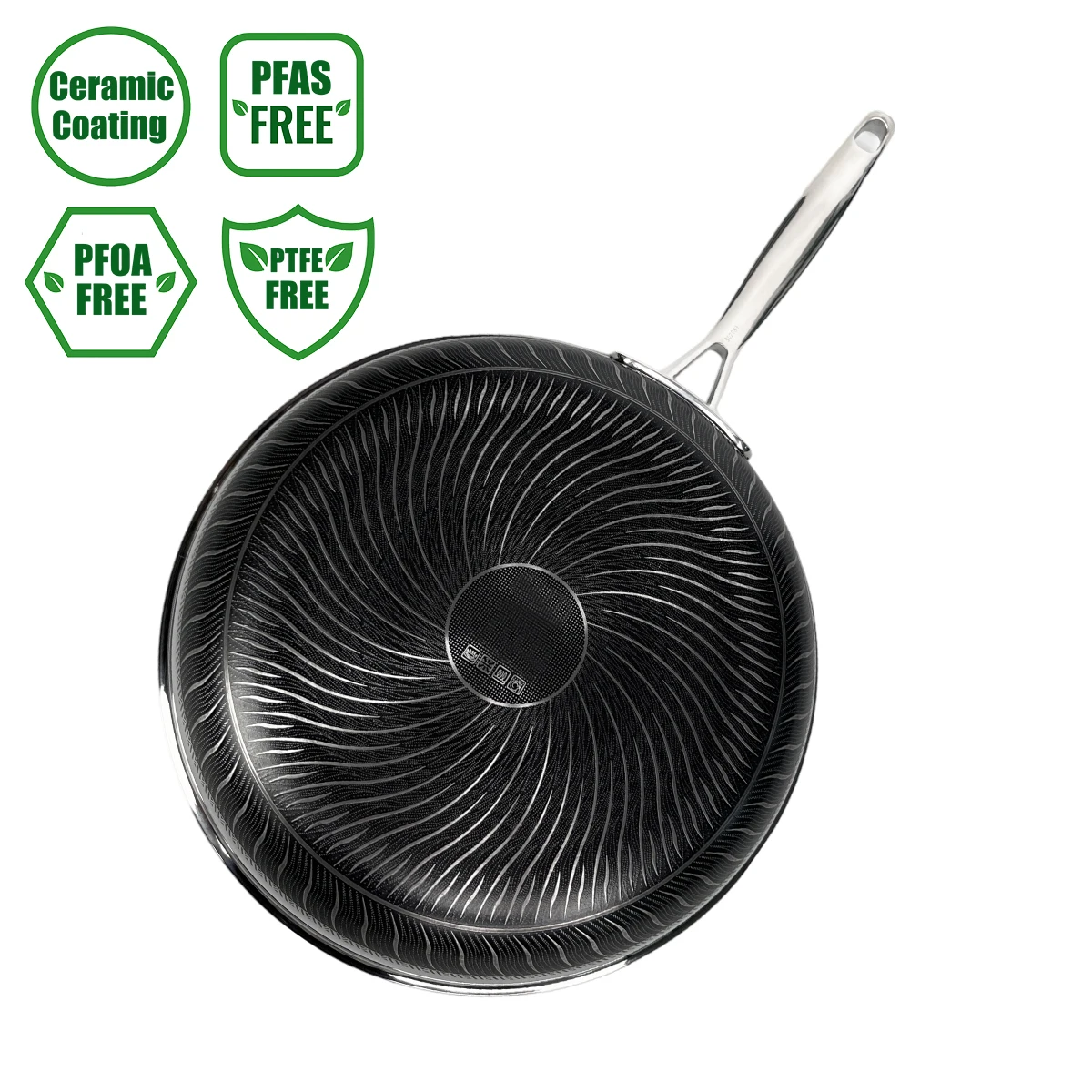 Modern Design Eco-friendly Skillet Stainless Steel Handle Frying Pan PFAS And  PTFE Free Honeycomb Cookware