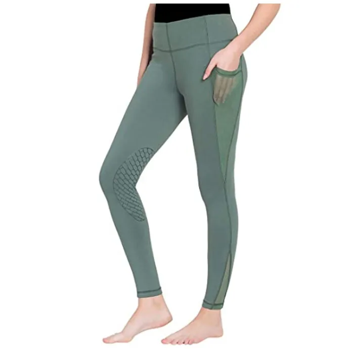 Custom Logo Between Waist Quick Drying Malleable Fabric Horse Riding Leggings With Side Mesh Pocket