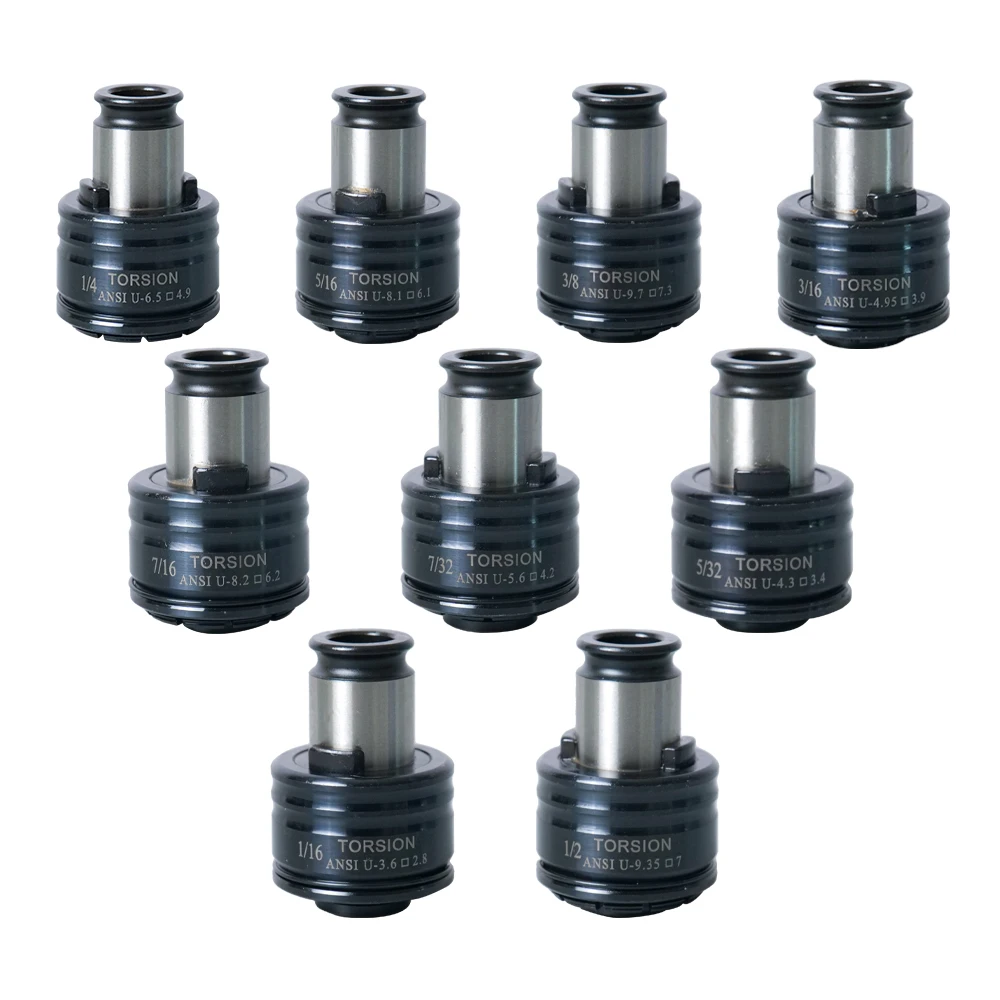 GT12 ANSI Collets 9PCS Tapping Head Collet Chuck GT12 Tap Collets for M16R/PNEU-M12 Tapping Machine