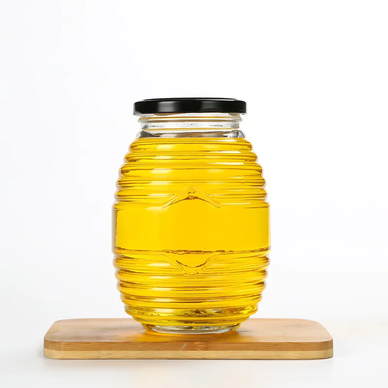 100ml 250ml 500ml 750ml Custom Round Bee-shaped Glass Honey Jar With Lid