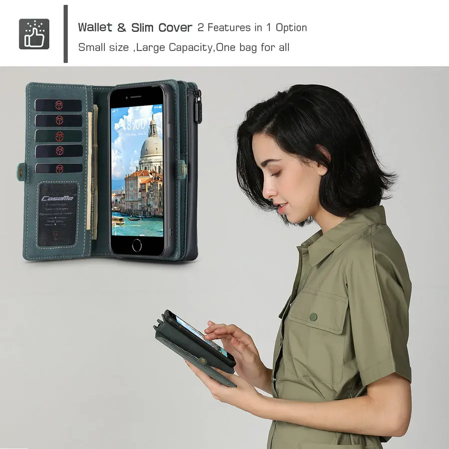Магнитный флип-чехол CaseMe с подставкой для iPhone 12 11 Pro Max 7 8 6 s Plus X XS XR винтажный кожаный чехол Samsung A11 A21 A31 A51