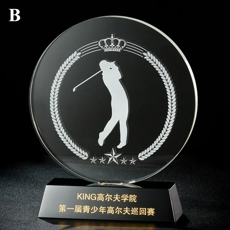 Wholesale Exquisite Decoration Customs Crystal Business Gifts Player Sports Golf Crystal Awards