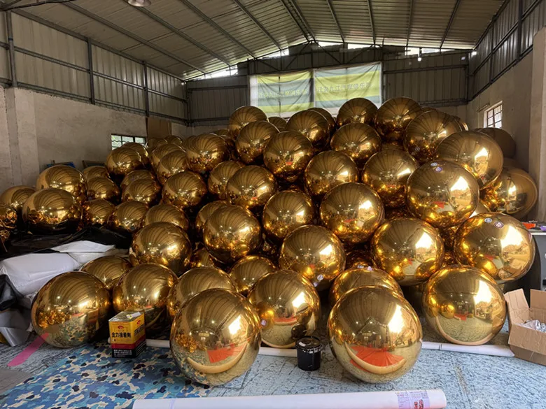 Wholesale PVC Inflatable Shiny Mirror Ball Giant Rainbow Balloon Model Event Hanging Decoration Air Balls for Party
