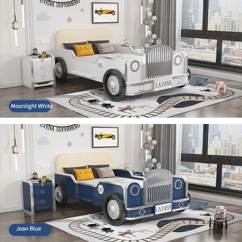 Wholesale solid wood boys children bedroom wood furniture teenagers creative sports car bed on sale
