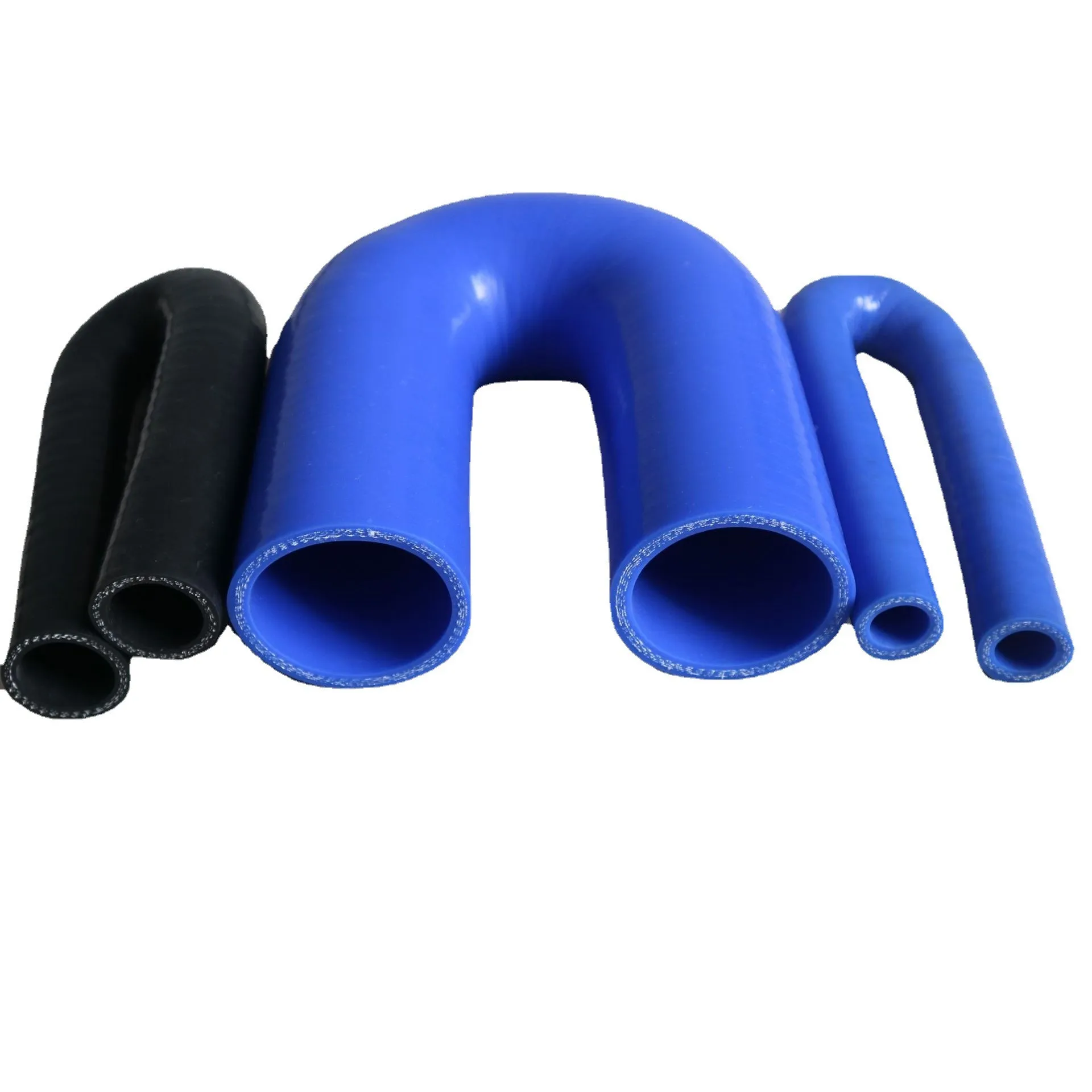 High Performance Heat resistant U T S shape braided silicone hose 180 degree elbow silicon rubber hose