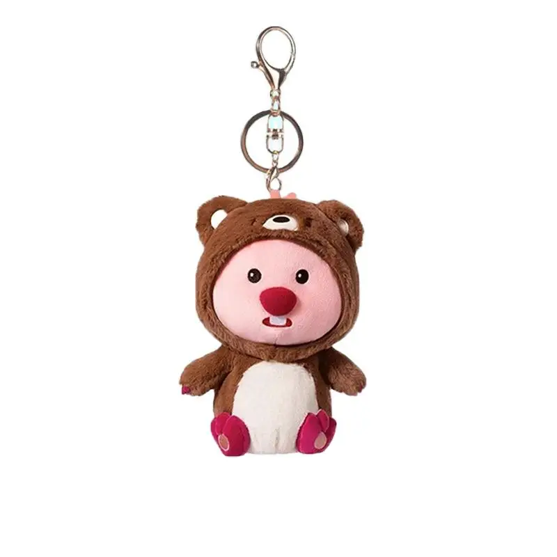 10cm Kawaii Korea Cartoon Pororo Series Plush Keychain Beaver Loopy Plush Toys Gift for Kids
