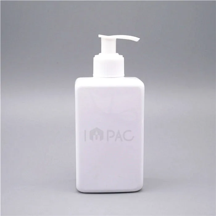 White color square empty plastic hand wash bottle 300ml packaging with cream lotion pump dispenser 10oz
