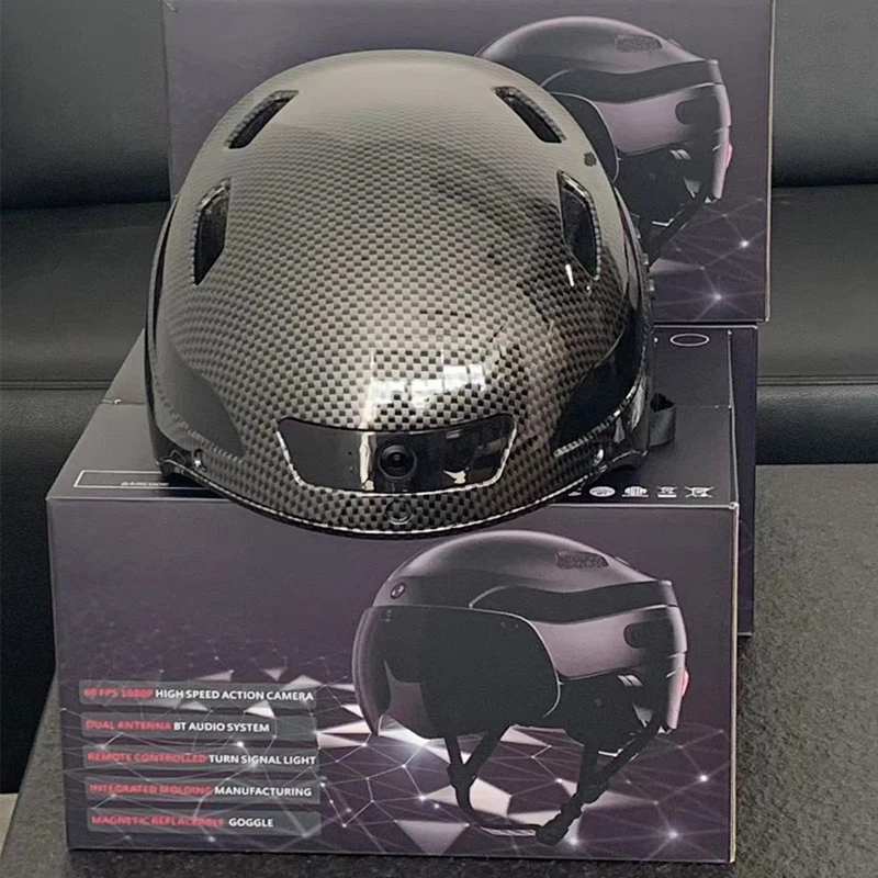 Wireless Smart Helmet Sport Camera 1080p HD Video Recording Bicycle Helmet Ebike Scooter Skate Cycling Led Light Helmets