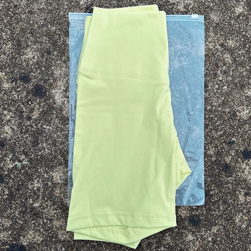 Ladies Double High Elasticity Solid Color High Waist Fitness Shorts Tight Belly Trim Spandex Compression Print Logo Yoga Shorts