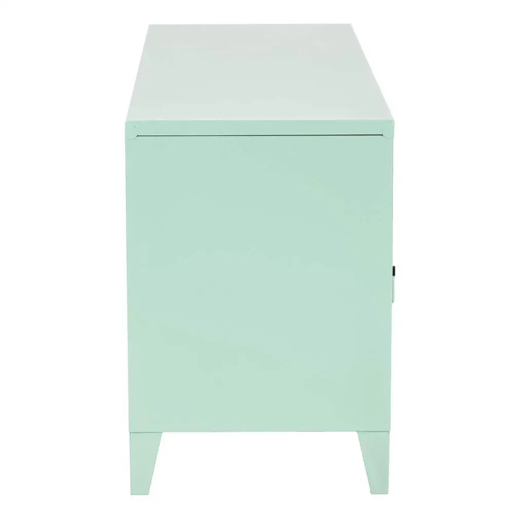 3-Door Two Tiers Metal File Locker Home Office Sideboard Cupboard Console Stand (Green)