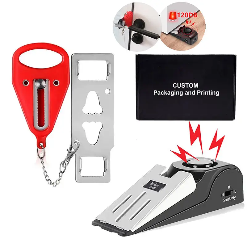 Door Lock and Door Stopper Alarm Travel Safely 2 in 1 set Door Alert Stop Portable for Traveling Home Apartment