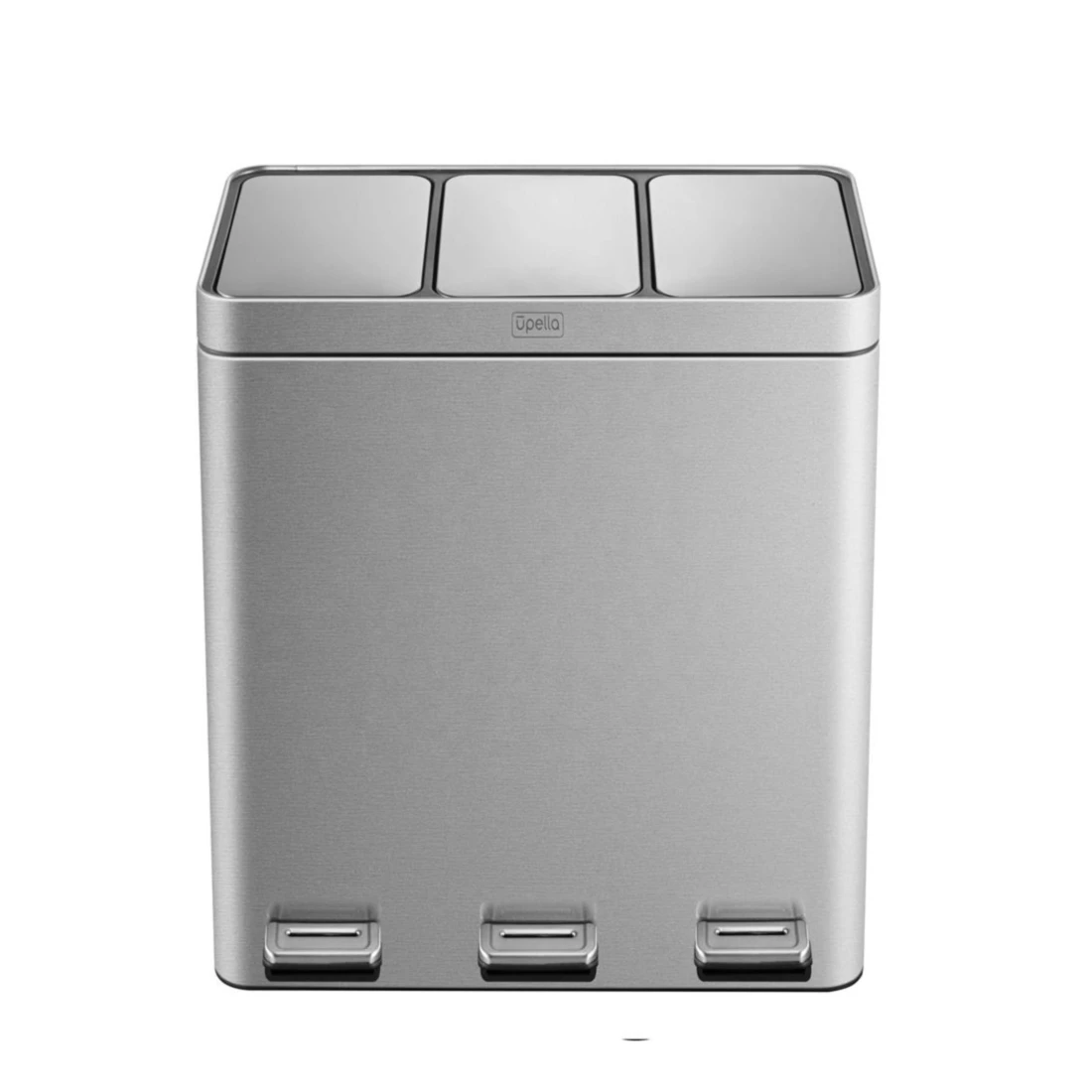 3 Compartments Recycling Bin With Soft Closing Function Kitchen Stainless Steel Large Recycle Waste Bins Trash Can