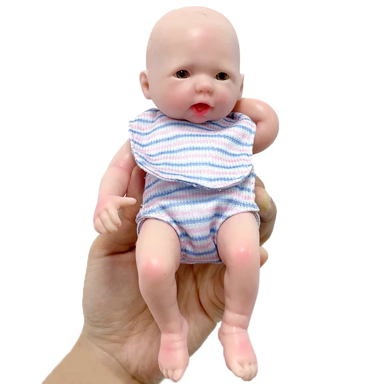 9'20cm 100% Full Body Silicone Reborn Doll Acrylic Eyes Girl Baby Newborn Toddler Soft Toys for Children Gift