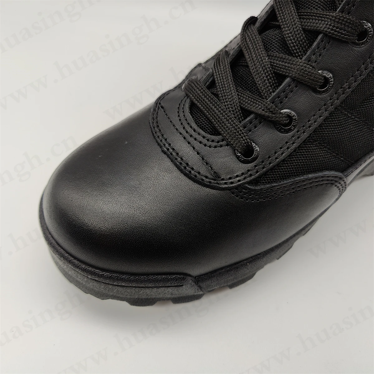 YQQ,outdoor black tactical boots with side zipper abrasion resistant rubber outsole with stitching combat boots HSM044
