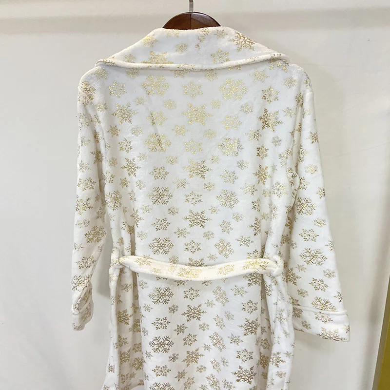 Customized hot stamping robe soiree 2022 flannel foil print robe princesse warm wholesale bathrobe