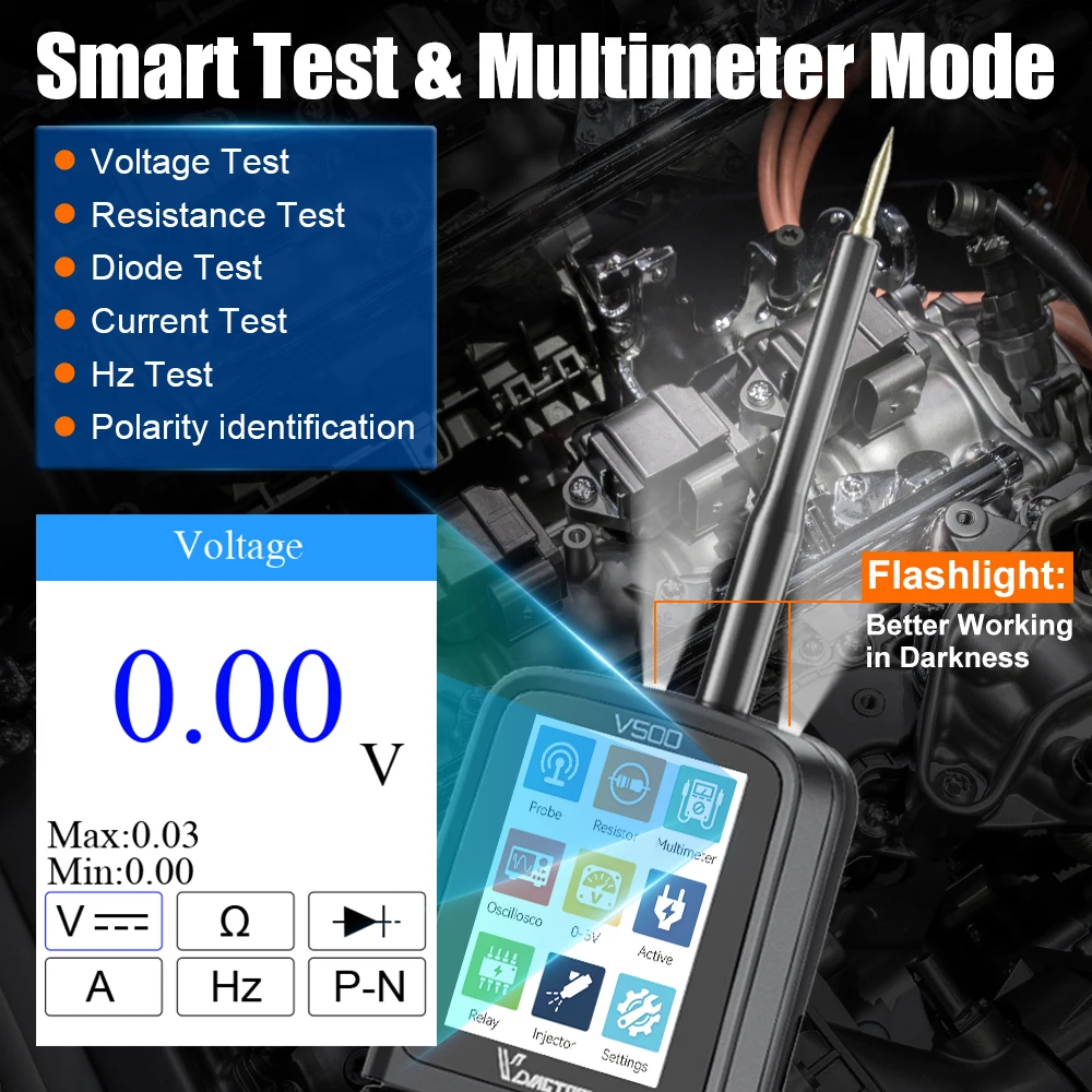 VDIAGTOOL V500 Vehicles Circuit Tester 0.1V~100V Multimeter Test Automotive Electrical System Diagnostic Tools Circuit Probe Kit