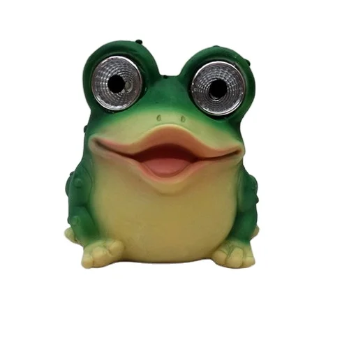 Hot selling frog solar garden cute resin outdoor solar glowing frog ornaments garden fence decoration