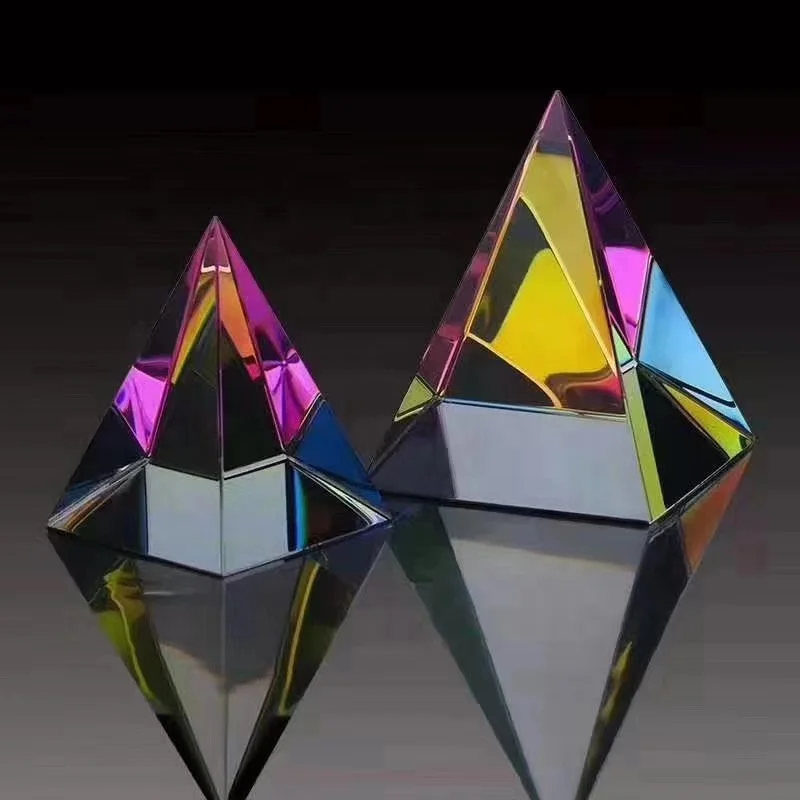large 60mm egypt colorful glass crystal pyramid with screw for photography