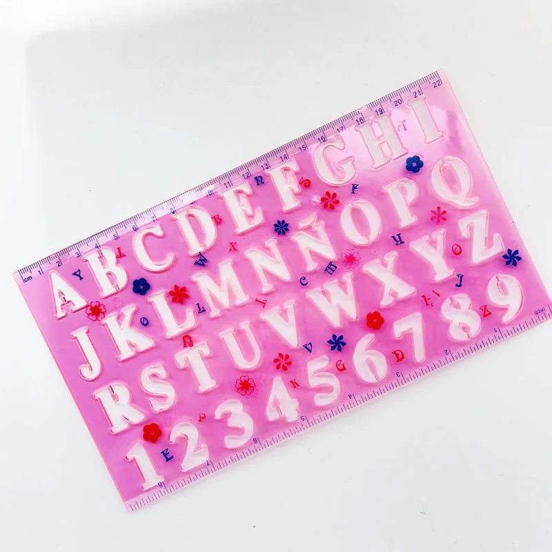 Premium Quality 2pcs/Set Classic 22cm Length Plastic Letter Drawing Stencil Ruler for Children