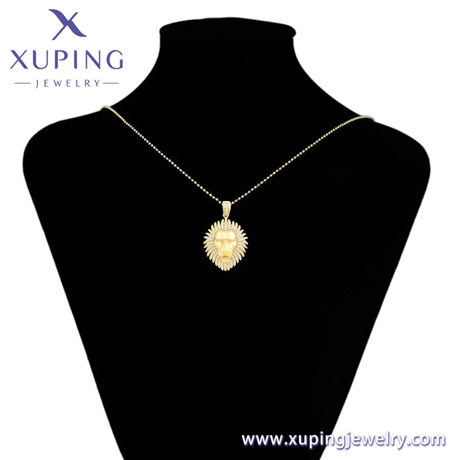 X000024736 xuping jewelry Fashion Domineering King of the Forest Lion with Diamonds 14k Gold Plated Versatile Pendant