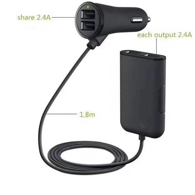 
2020 Hot-sale multi-functional 4USB car usb charger,fast car charger with usb and cable for smartphone 