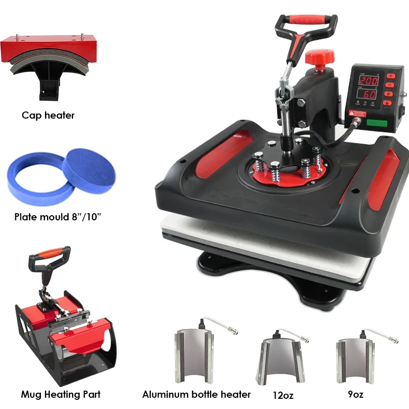 Freesub Multifunctional mug tshirt sublimation printing machine 11 in 1 heat press machines for pen hat/caps plate P8001-11