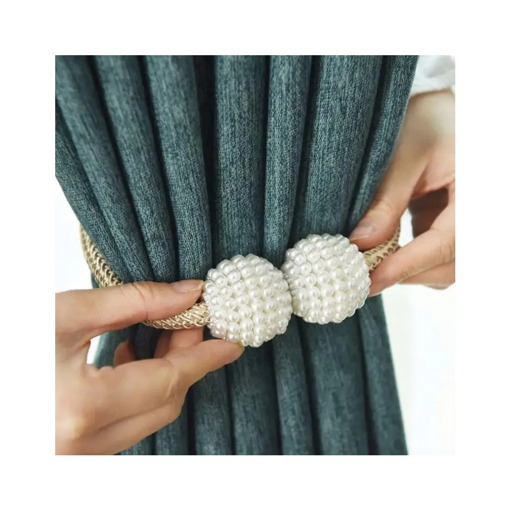 Home Decor Curtain Accessories 1x Pearl Weave Rope Buckle Magnetic Curtain Clip Curtain Holders Tieback Buckle Clips Han