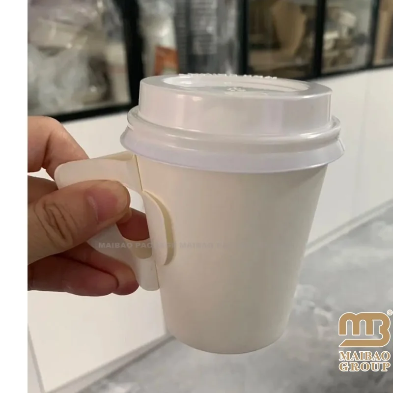 Disposable Paper Cup With Handle Perfect For Hot Drinks Tea & Coffee Handle Paper Cups Custom Printed Paper Cups