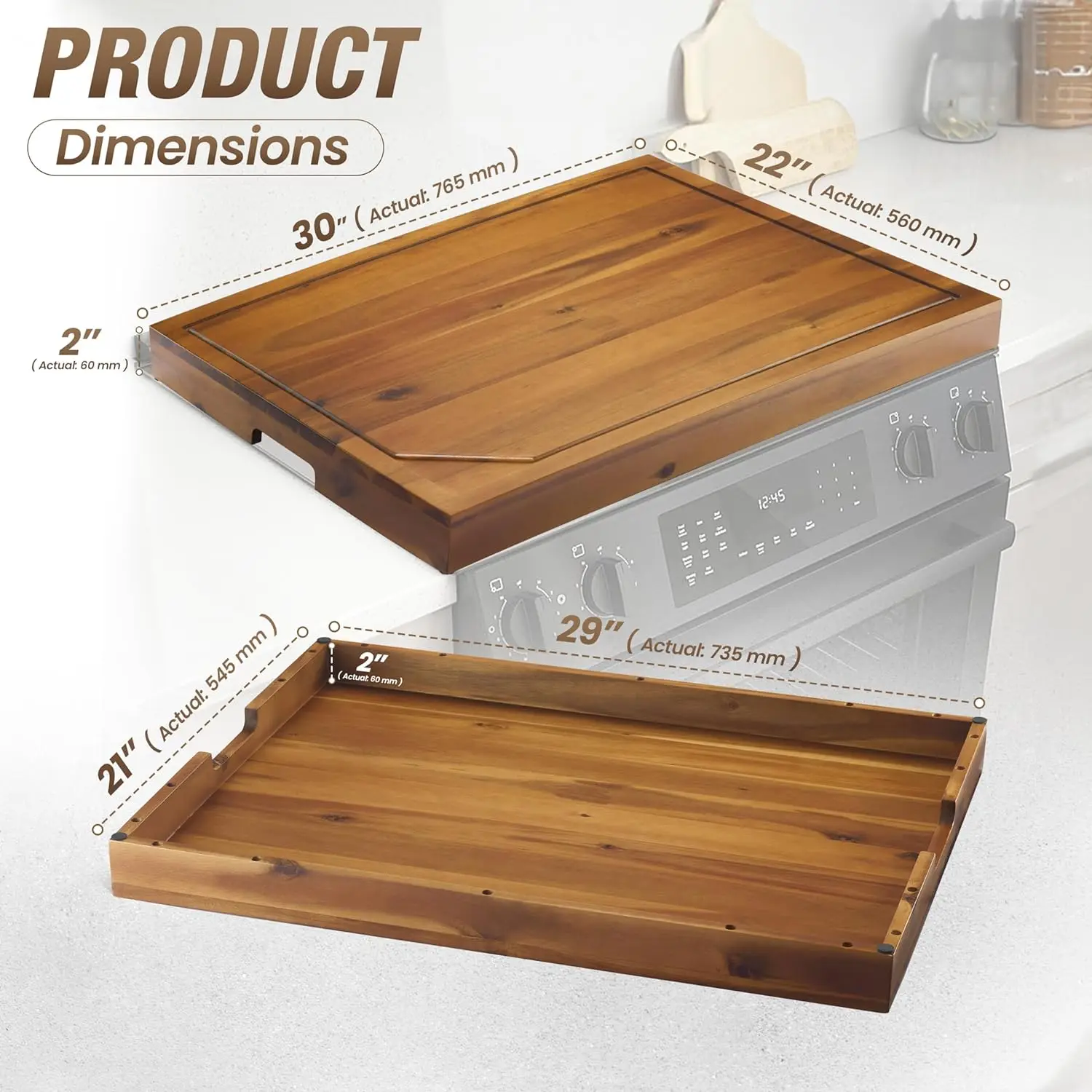 Acacia Panels For Gas Stoves Electric Stove Burners Stove Top Covers Counters And Decorative Trays Wooden Kitchen Sink Covers