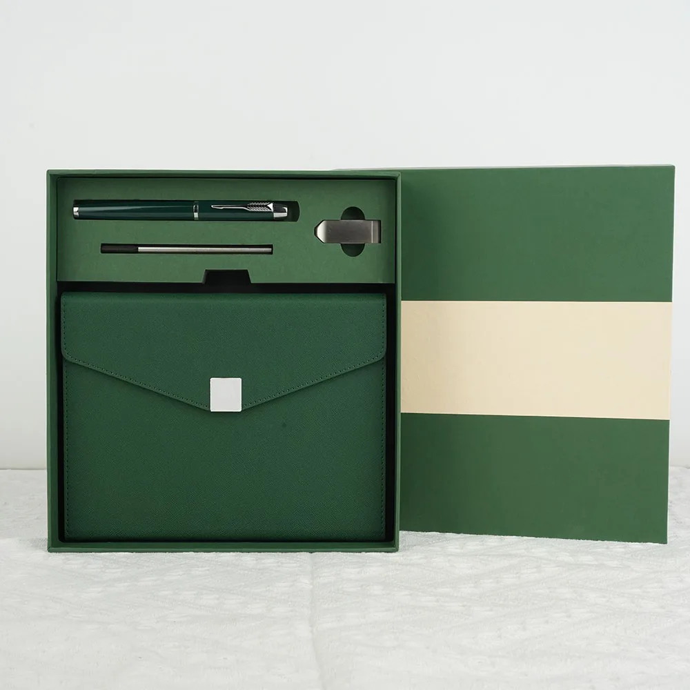 Box printing customized logo hardcover notebooks planners sets with box and pen