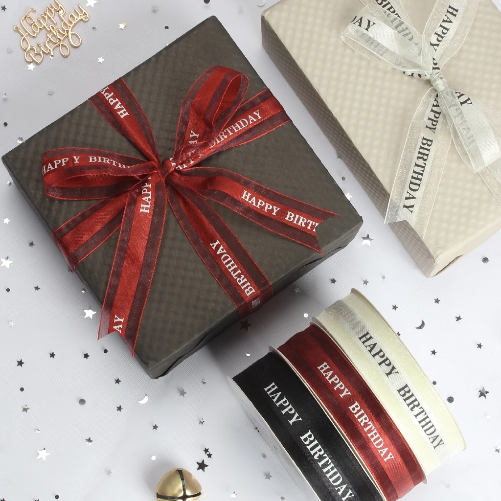 Hot sale organza satin ribbon with satin edge for birthday gift ribbon   printing organza ribbon