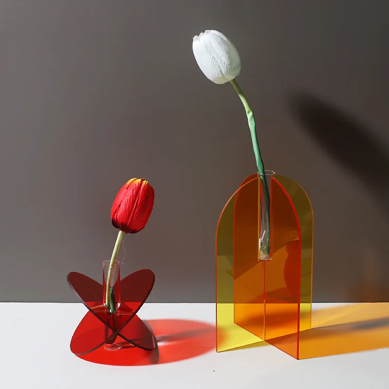 Оптовая продажа Свадебная акриловая ваза украшение Lucite красочная цветочная для продажи