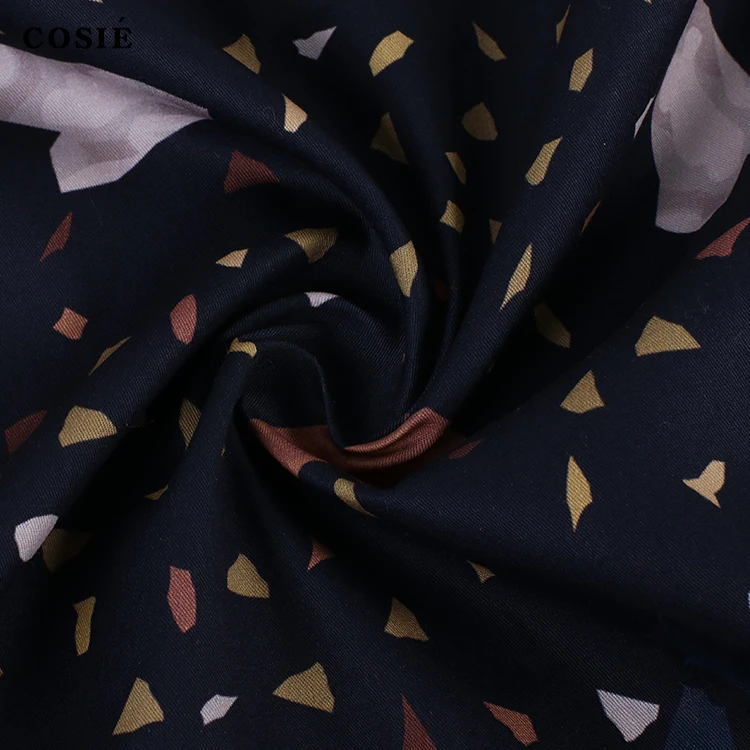 Designer Black Ground Geometric Parrern or Your Designs 100% Cotton Digital Printed Plain Poplin Fabric 145gsm for Dress