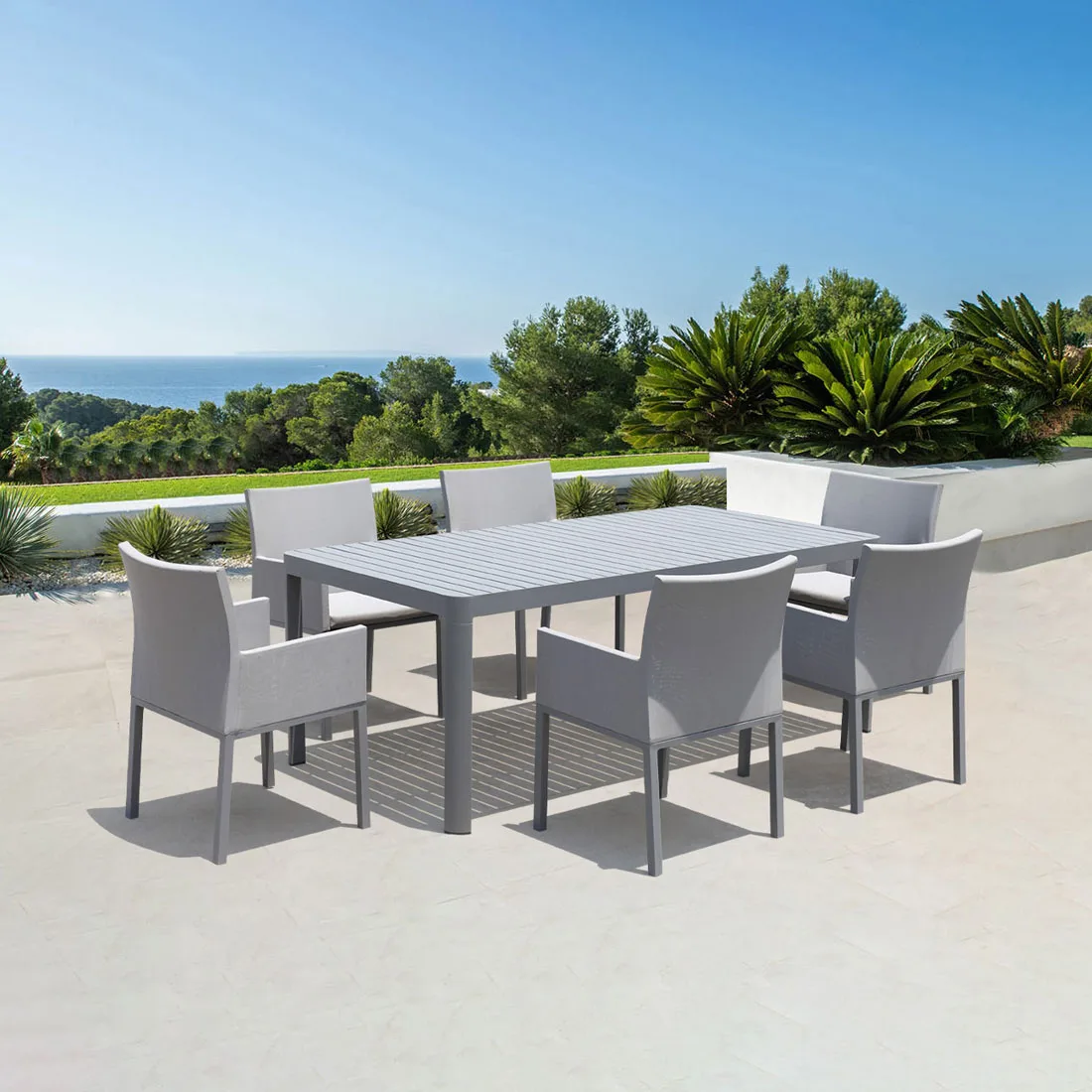 KT Modern aluminum  backyard table with chairs outdoor dining table  for garden  beach hotel