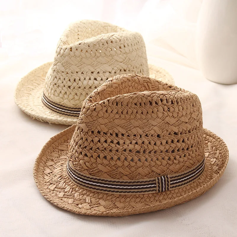 Outdoor Women Men Unisex Spring Summer Breathable Sun Straw Braid Floppy Fedora Beach Panama Cap Straw Hats