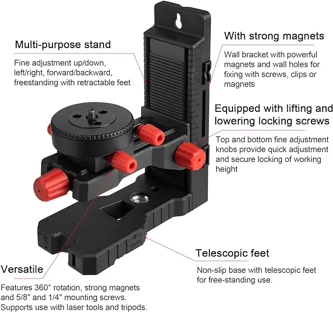 Firecore Multifunction Magnetic Stand, New Stand for Laser Levels, Compatible with Tripod and Telescopic Pole