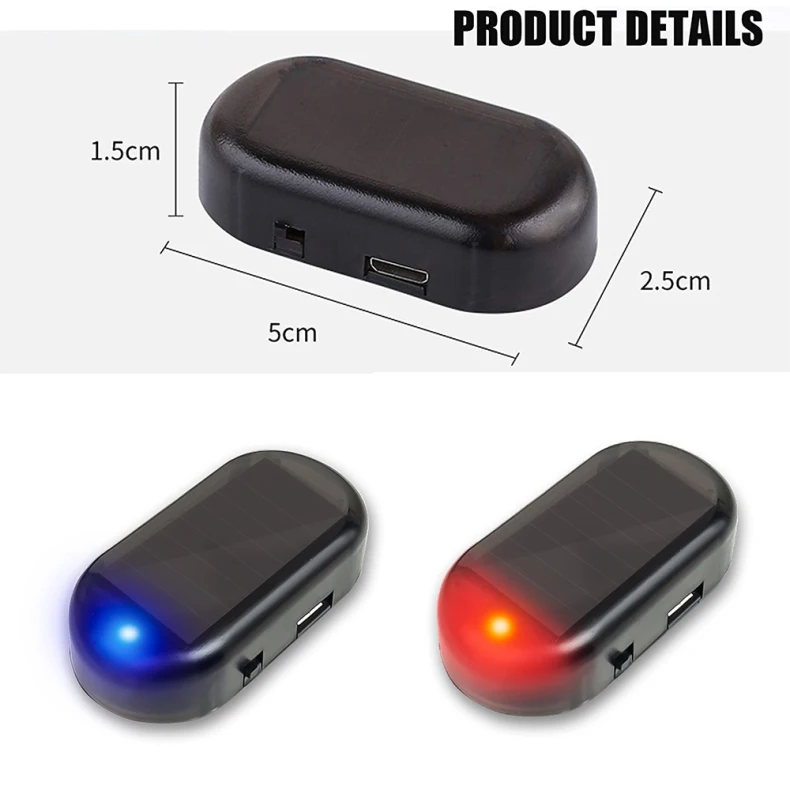 1 PC Car Security Light Solar Power Alarm Wireless Warning Anti-Theft USB Charger LED Universal High Quality Auto Parts